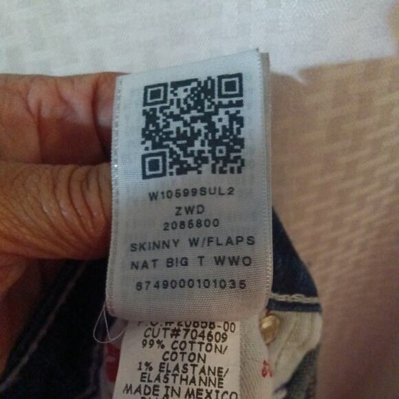 True Religion Women's Nat big T jeans skinny with flaps Blue, Size 31 - Picture 6 of 13